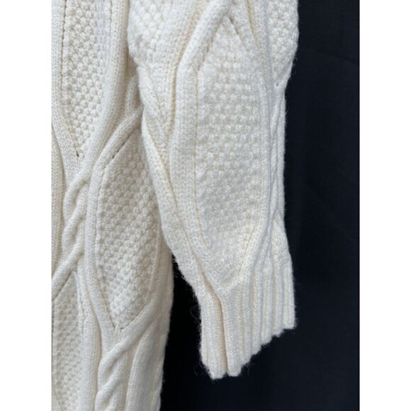 Line & Dot Billy Long Cable Knit Sweater Dress L White Winter‎ Anthropologie - Picture 7 of 8